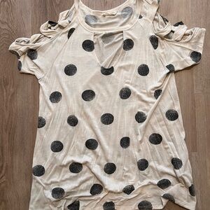 Polka Dot Cold Shoulder Top